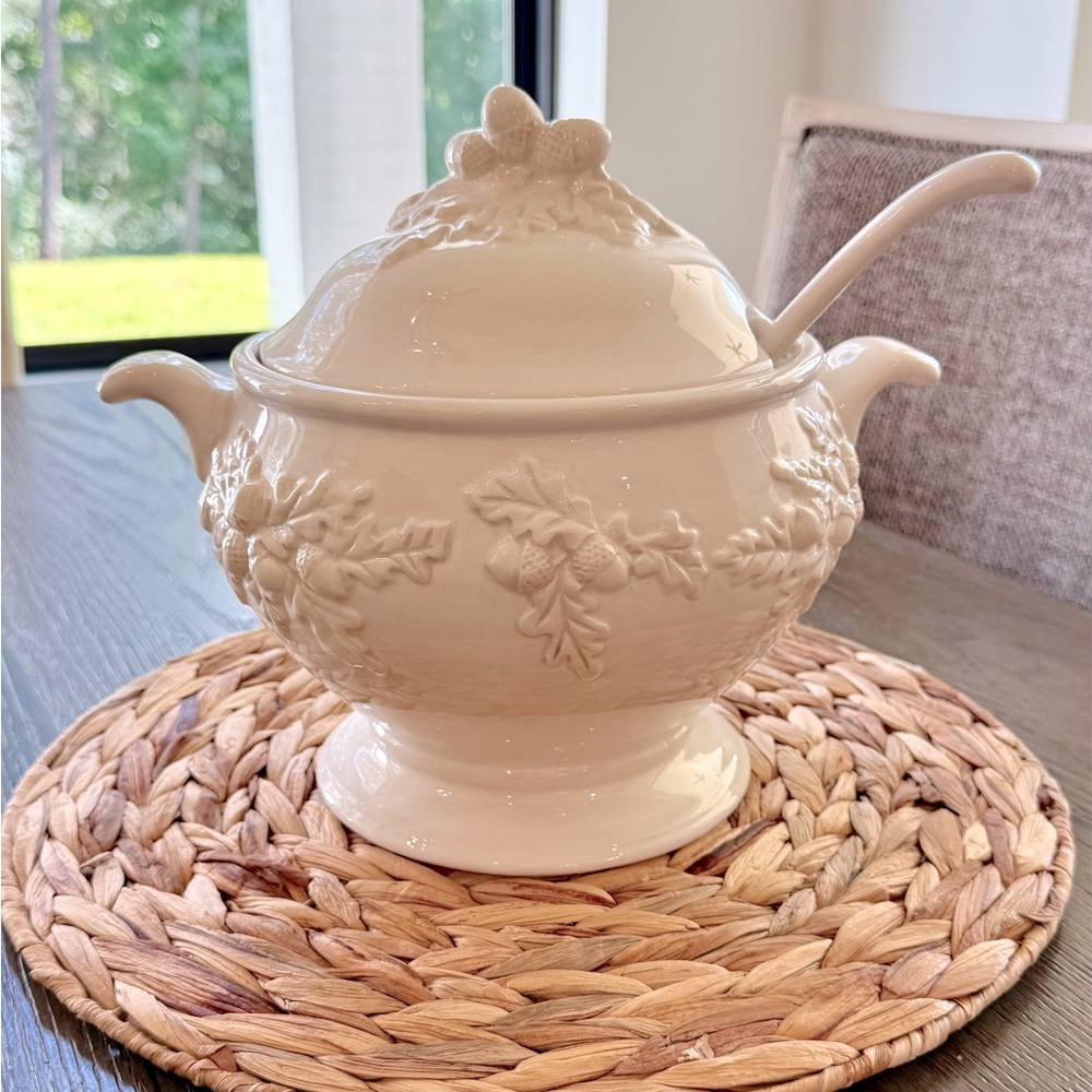 Elegant Cream Soup Tureen with Ladle
